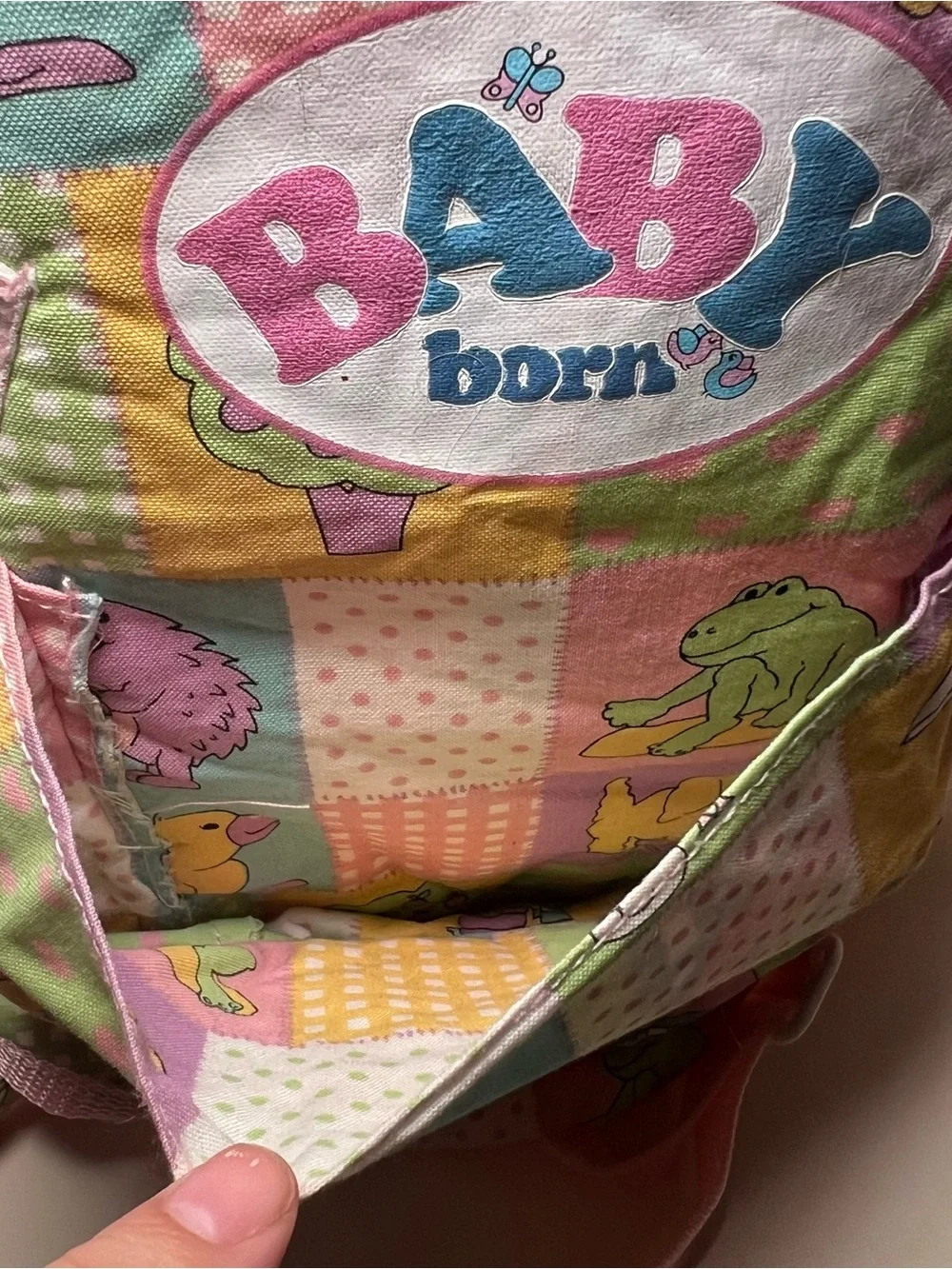 Rare ZAPF creations Baby Doll Babywearing carrier vintage 1990s patchwork